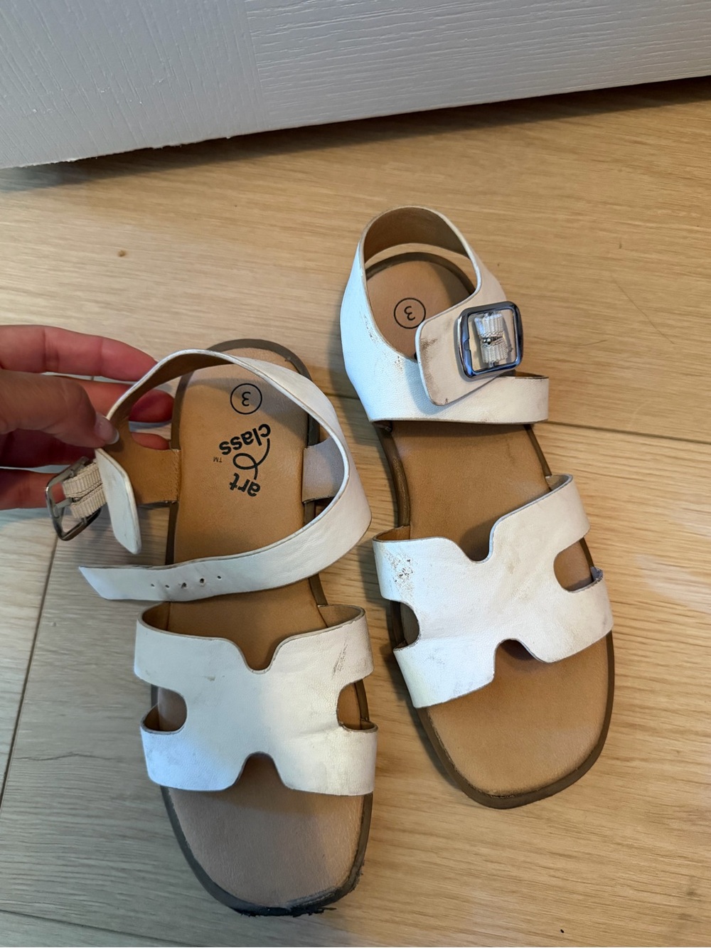 Kids White Adjustable Strap Sandals